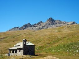 Landscape with the mountains and church