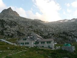 mountain huts at the foot of the peak Aneto