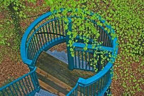 blue spiral staircase in the park