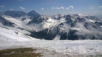 snow on the mountain slopes