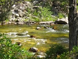 flowing stream near the rocks