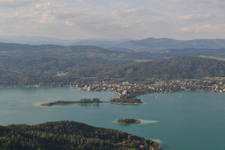 Beautiful landscape with the island in the lake