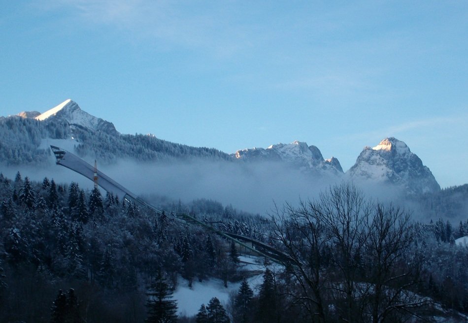 ski jumping on the mountains