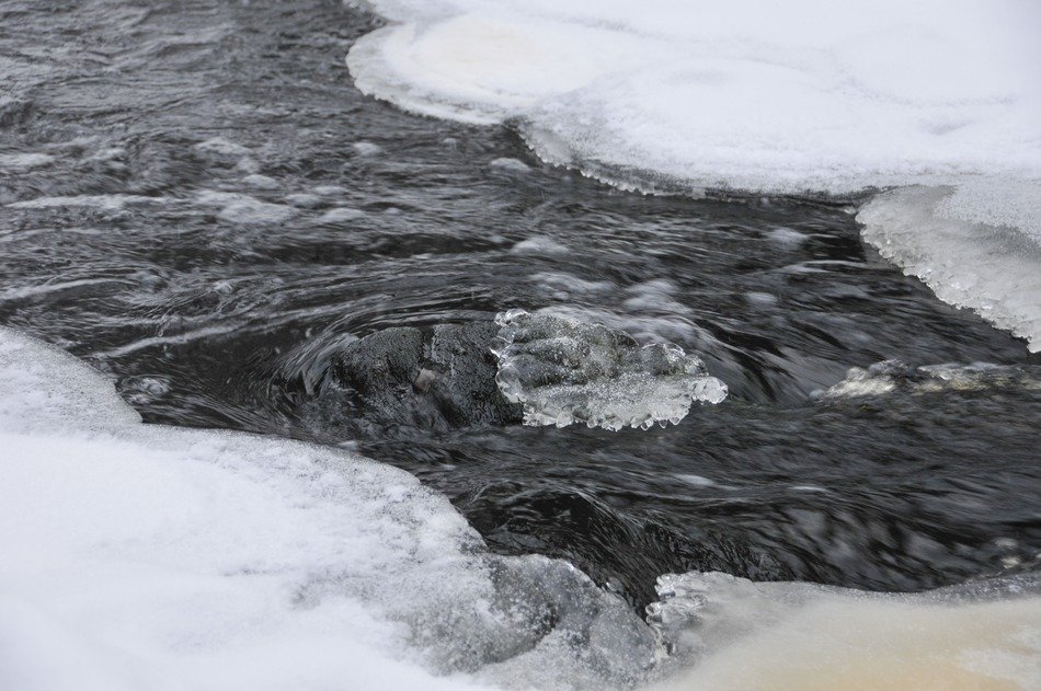 water streaming through ice