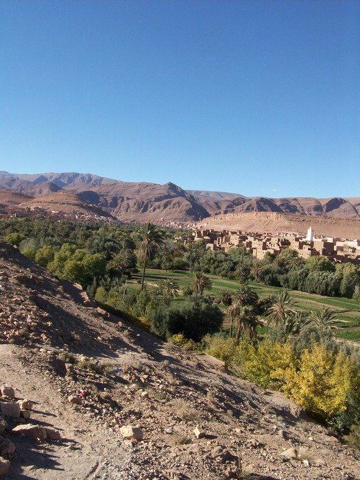 Beautiful panorama of Todra Gorge at blue sky background in Morocco