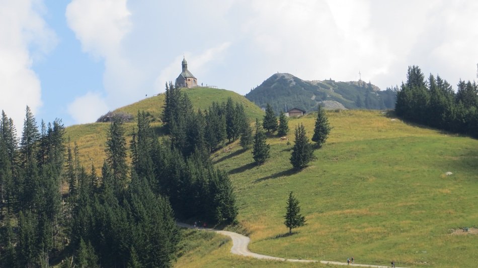distant view of the chapel on the wallberg mountain