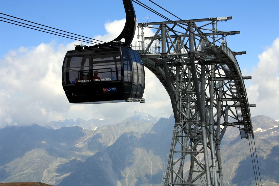 Aerial Cableway at landscape, Solden