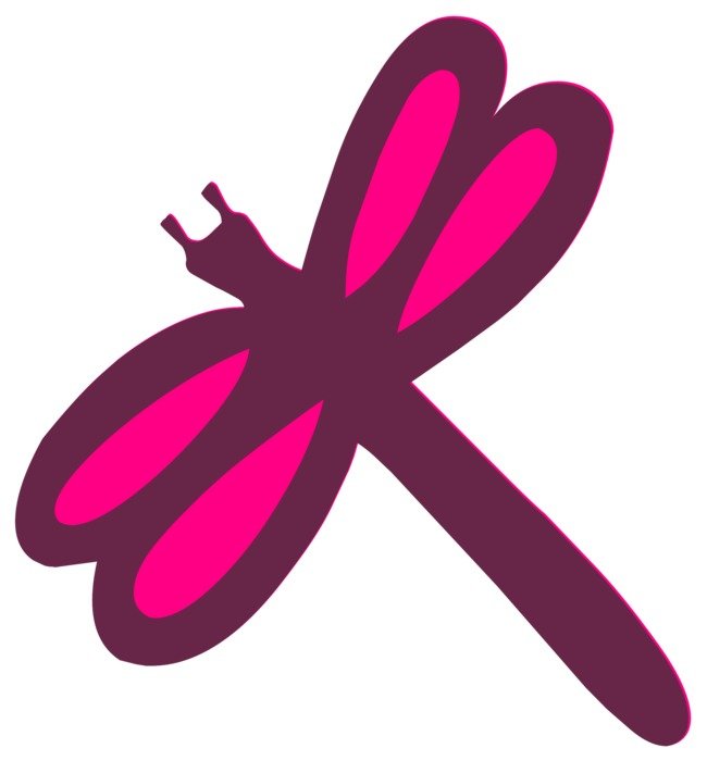 drawing of a pink dragonfly on a white background