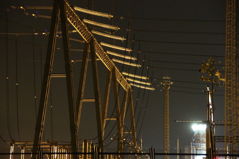 power station in lanterns at night