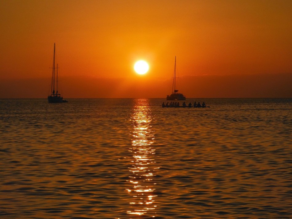 romantic sunset over the caribbean