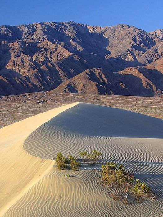 sand dune at the foot of the mountains