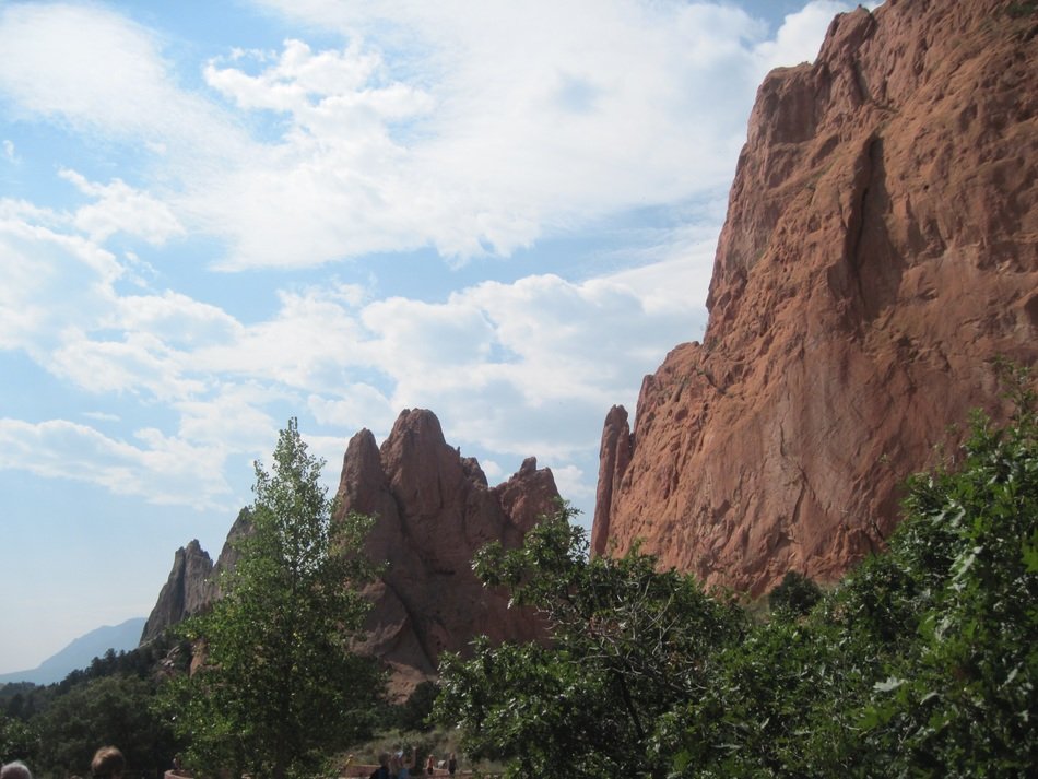 distant view of rock in the garden of the gods in Colorado