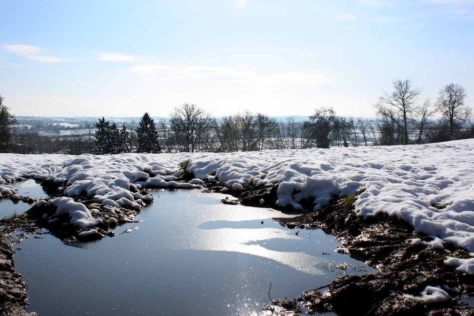 frozen water and snow on the field