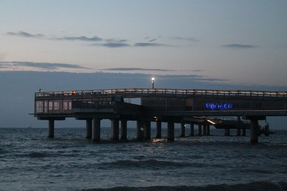 bridge in the baltic sea at dusk