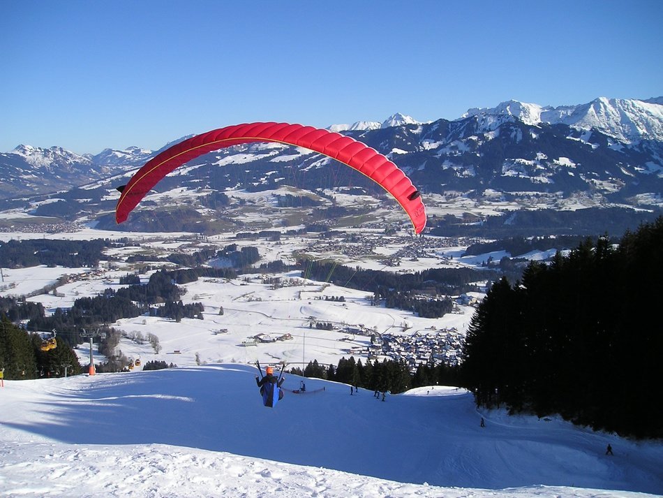 paragliding in the winter