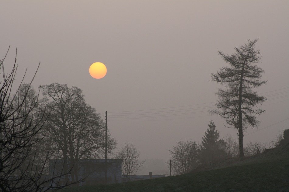 morning sun over the village
