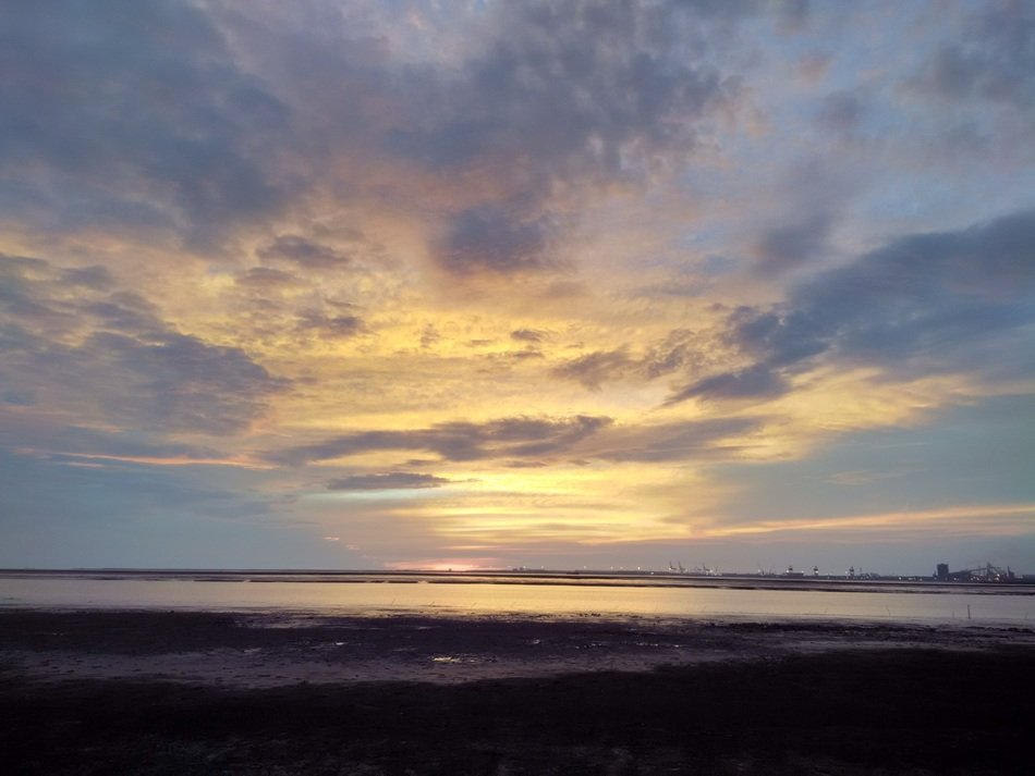 Horizon on a background picturesque sunset