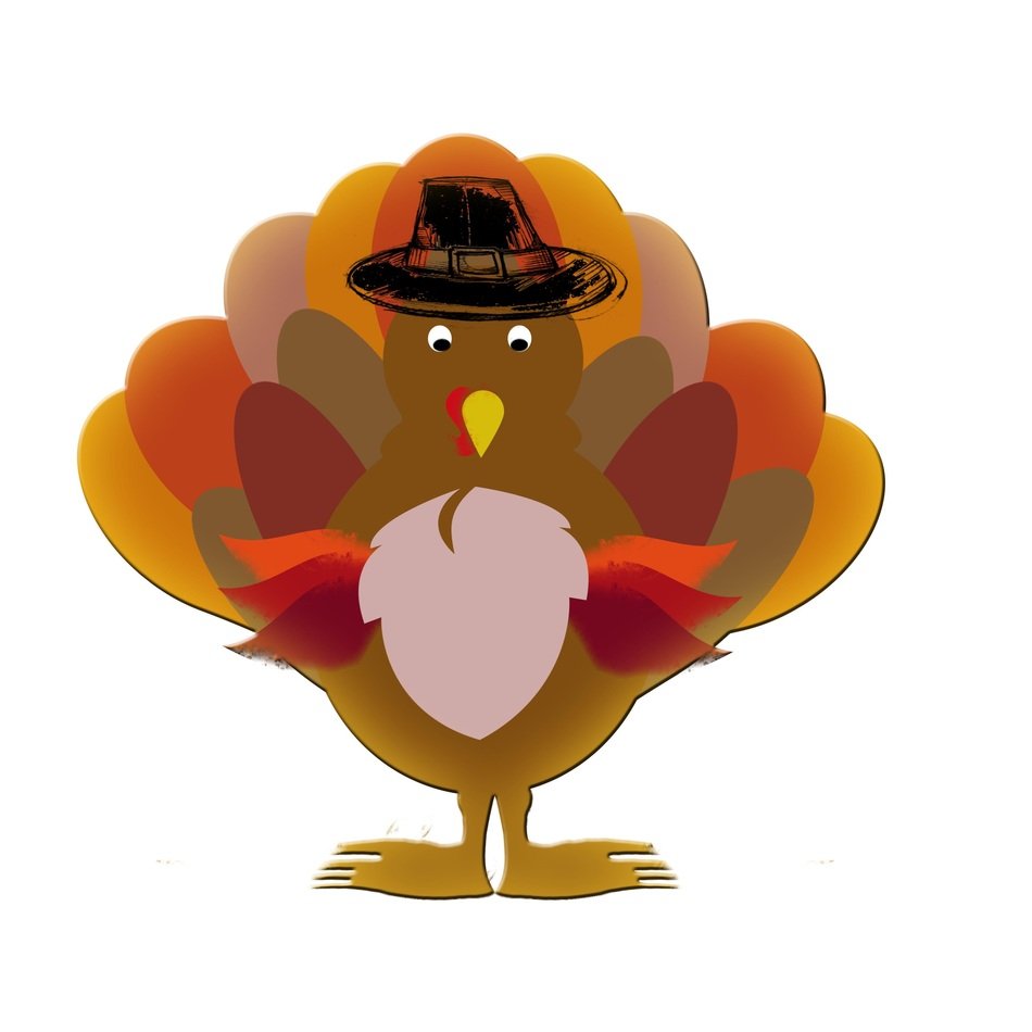 cartoon turkey in black hat
