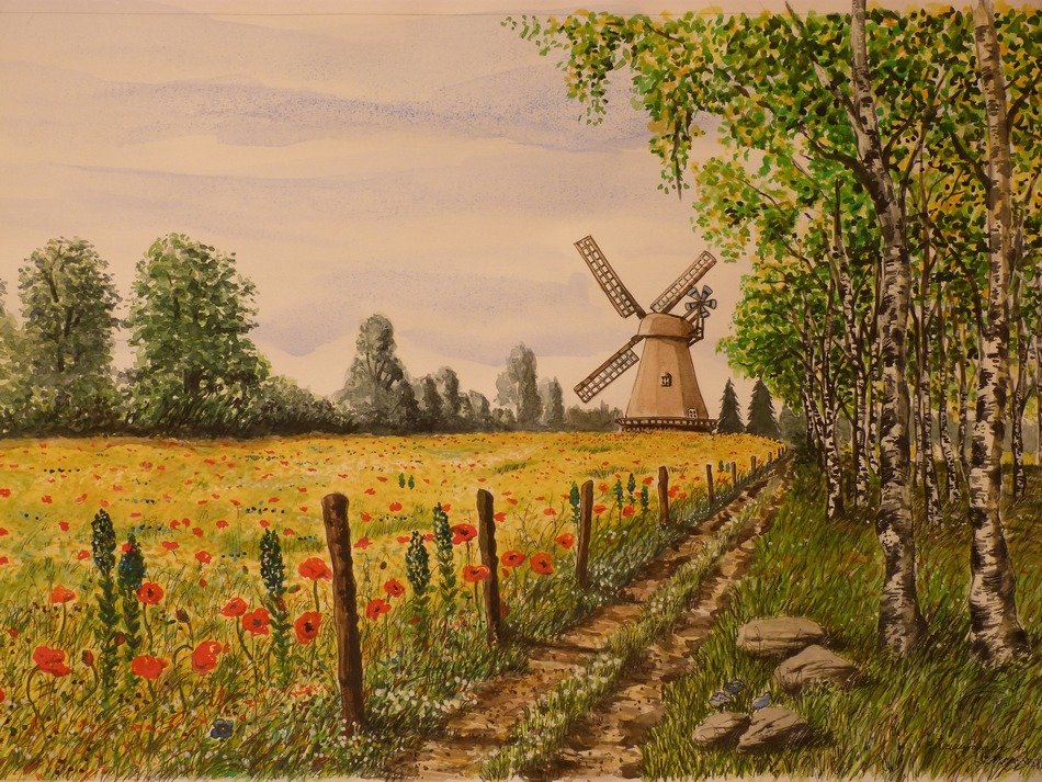 picture of a mill near the field