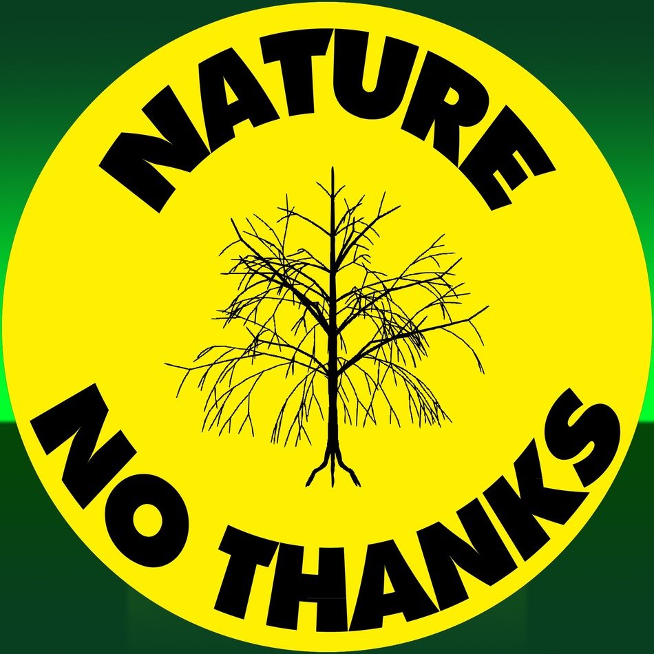 Green and yellow 'nature no thanks' button