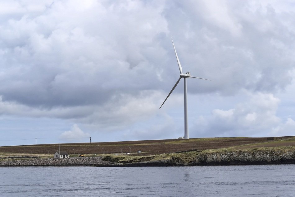 wind turbines at the river