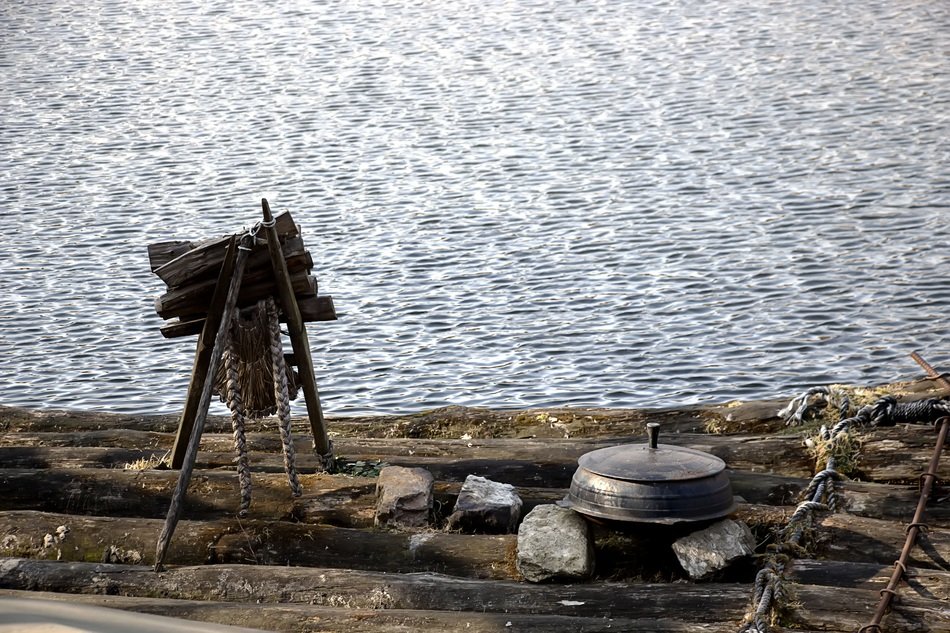Antique stuff on a lake bank