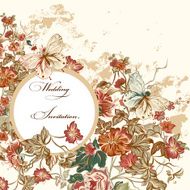 Floral invitation card with flowers