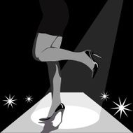 Woman legs in high heels on runway stage