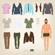 Vector male hipster dress up paper doll