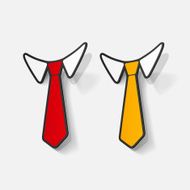 Realistic paper sticker necktie