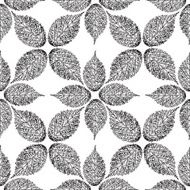 Seamless background with leaves Black and white endless pattern