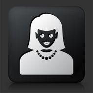 Black Square Button with Female Face Icon N5