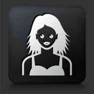 Black Square Button with Female Face Icon N10