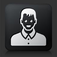 Black Square Button with Male Face Icon N7