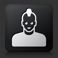 Black Square Button with Male Face Icon N8