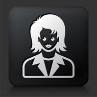 Black Square Button with Female Face Icon N13