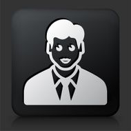 Black Square Button with Male Face Icon N9