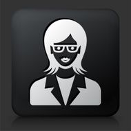 Black Square Button with Female Face Icon N14