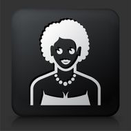 Black Square Button with Female Face Icon N15