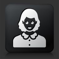 Black Square Button with Female Face Icon N18