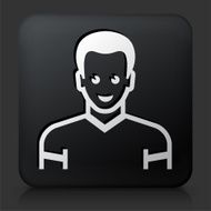 Black Square Button with Male Face Icon N15