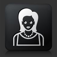 Black Square Button with Female Face Icon N19