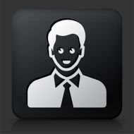 Black Square Button with Male Face Icon N16