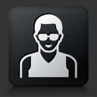 Black Square Button with Male Face Icon N17