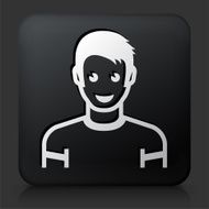 Black Square Button with Male Face Icon N19