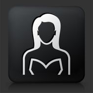 Black Square Button with Woman Wearing a Dress