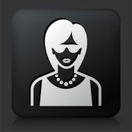 Black Square Button with Female Face Icon N21