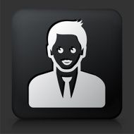 Black Square Button with Male Face Icon N24