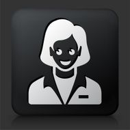 Black Square Button with Female Face Icon N23