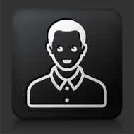 Black Square Button with Male Face Icon N25